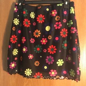 Floral and black 70s skirt